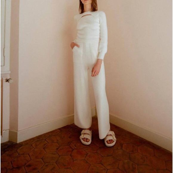 NEW MOLLY BRACKEN soft knitted pants in off-white - Picture 2 of 3